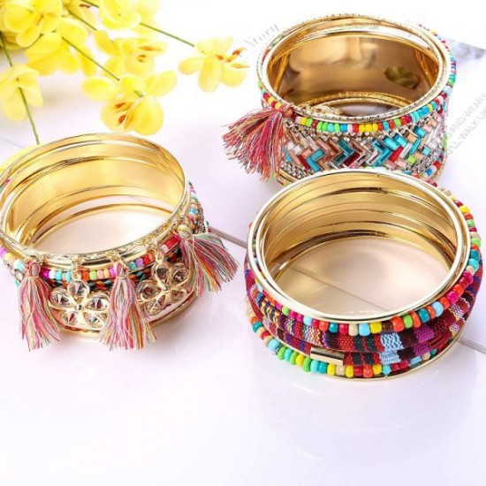 Bangle Stackable Bracelet Set For Women Layering Statement Bead Wrap Bangle Bohemian Indian Colorful Bracelet Fashion Bangle Stackable Bracelet Set For Women Layering Statement Bead Wrap Bangle Bohemian Indian Colorful Bracelet Fashion